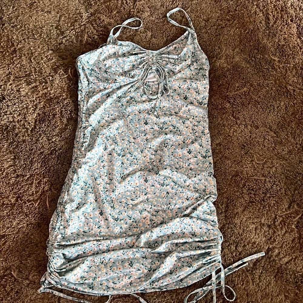 Floral blue bodycon dress